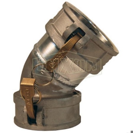 Dixon 45Deg Cam and Groove Elbow, 4 in, Female Coupler, Aluminum, Domestic 400DD-45AL